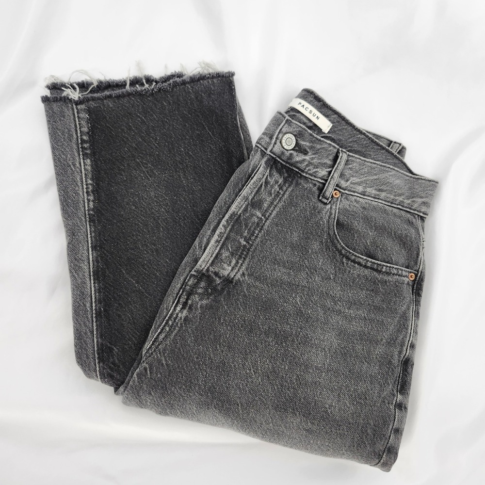 PacSun Womens Grey Two Tone Grunge Skater Straight Jeans Size 27 Edgy Distressed